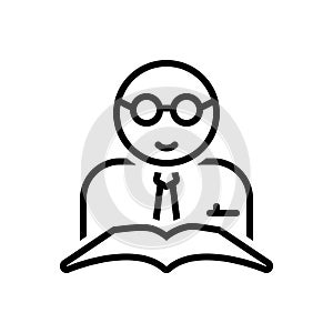 Black line icon for Teacher, tutor and educationist