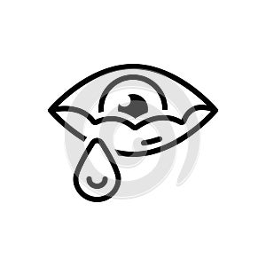 Black line icon for Tear, teardrop and eyewater