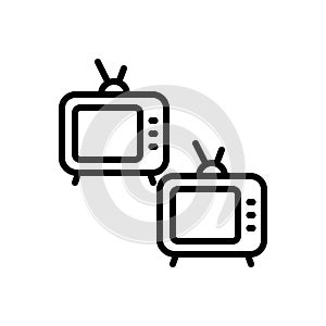 Black line icon for Televisions, tv and broadcast