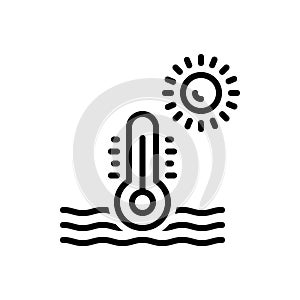 Black line icon for Temp, temperature and water