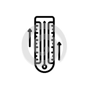 Black line icon for Temperature Increase, temperature and weather