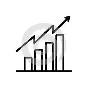 Black line icon for Tendency, analytics and barchart