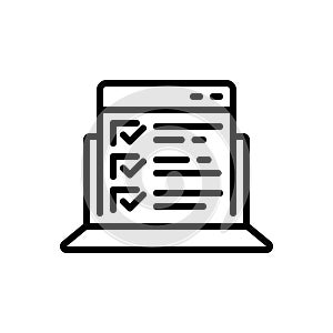 Black line icon for Testing Features, testing and examination