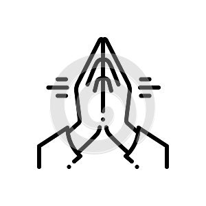 Black line icon for thankyou, hand and pray photo