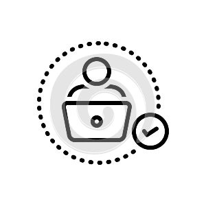 Black line icon for Thorough, work and job