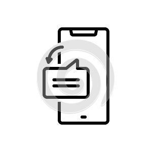 Black line icon for Thru, direct and message