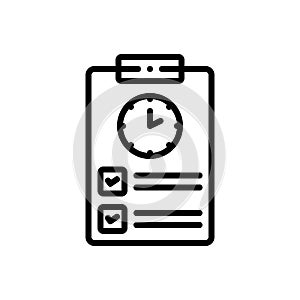 Black line icon for Timesheet, countdown and overtime