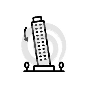 Black line icon for Tower, building and leaning