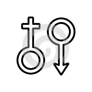 Black line icon for Travesti, couple and homosexual photo