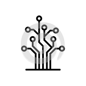 Black line icon for Tree, network and circuit