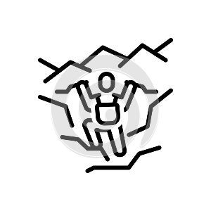 Black line icon for Tries, climbing and effort