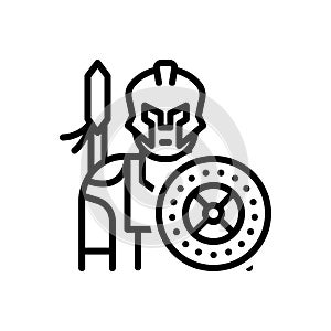 Black line icon for Troy, warrior and sparta
