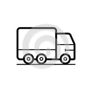 Black line icon for Truck, vechicle and shipping