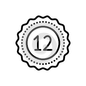 Black line icon for Twelve, fulfillment and digit