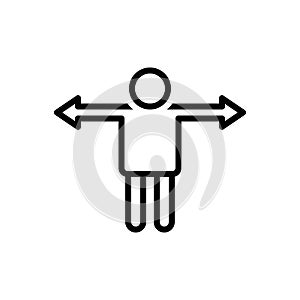 Black line icon for Variance, man and direction