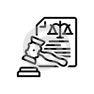 Black line icon for Verdict, decision and law