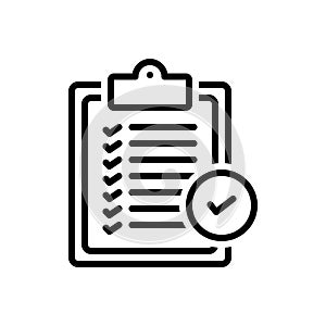 Black line icon for Verfication Of Delivery,  List Clipboard and itinerary