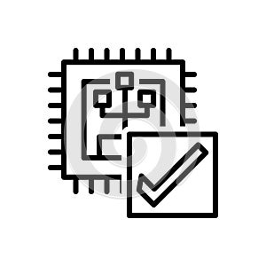 Black line icon for Verify, calibrate and inquire