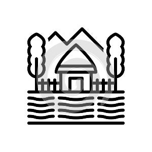 Black line icon for Village, pueblo and thorp