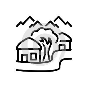 Black line icon for Village, thorp and dorp