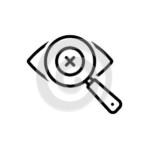 Black line icon for Vision Loss, vision and defect