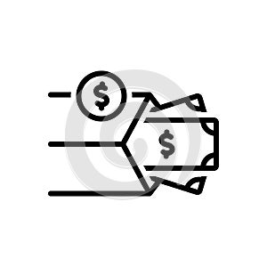 Black line icon for Wage, pay and money