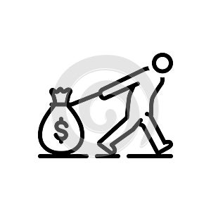 Black line icon for Wage, pay and payment