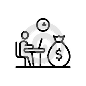 Black line icon for Wages, remuneration and emolument