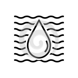 Black line icon for Water, aqua and drop