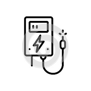 Black line icon for Watt, battery and electricity