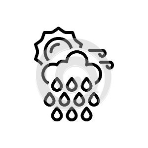 Black line icon for Weather, season and rainy