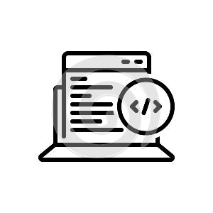 Black line icon for Web Coding, summarize and arrange