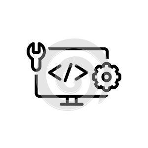 Black line icon for Web Developing, coding and html