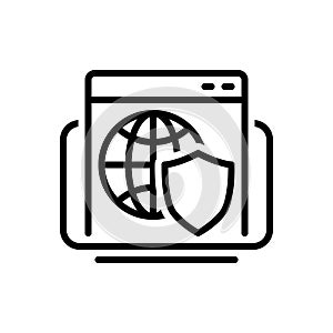 Black line icon for Web Shield, safeguard and protection