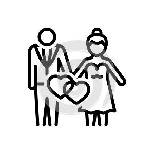 Black line icon for Wedding, marriage and nuptials