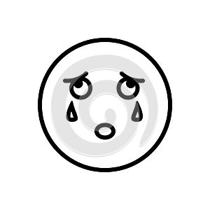 Black line icon for Weep, cry and emotion