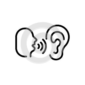 Black line icon for Whisper, murmur and mutter