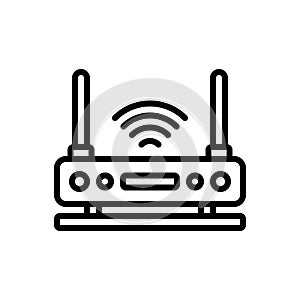 Black line icon for Wifi, connection and router