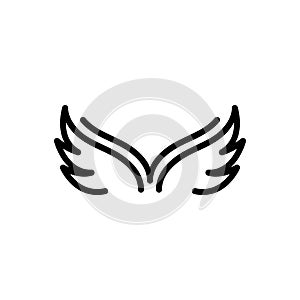 Black line icon for Wings, feather and bird