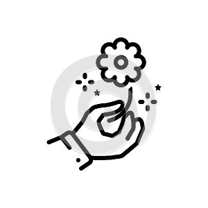 Black line icon for Wish, longing and clover
