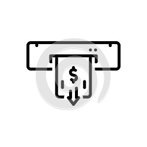 Black line icon for Withdraw, atm and cash