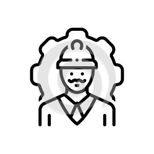 Black line icon for Worker, laborer and employee