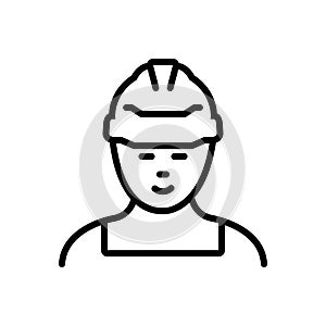 Black line icon for Worker, laborer and shopman