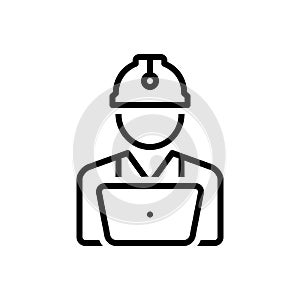 Black line icon for Worker, roustabout and engineer