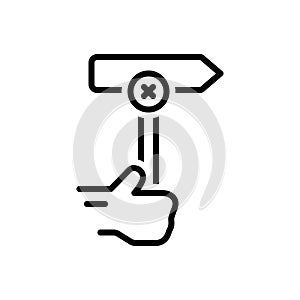 Black line icon for Wrong, direction and signpost
