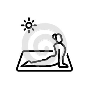 Black line icon for Yoga, summation and wellness