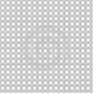 black line interlocking circles and square vector seamless background pattern