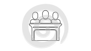 Black line Jurors icon isolated on white background. 4K Video motion graphic animation