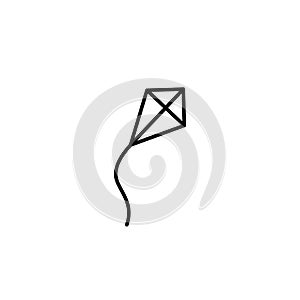 Black line kite simple icon isolated on white. Fantasy, creative, freedome symbol.