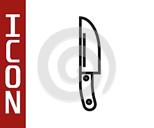 Black line Knife icon isolated on white background. Cutlery symbol. Vector
